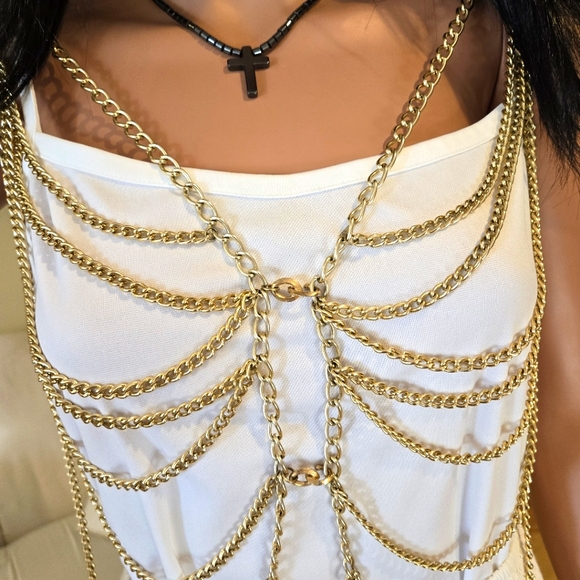 Vintage Goldtone Chain Vest, 70s, Size Small - Picture 9 of 16